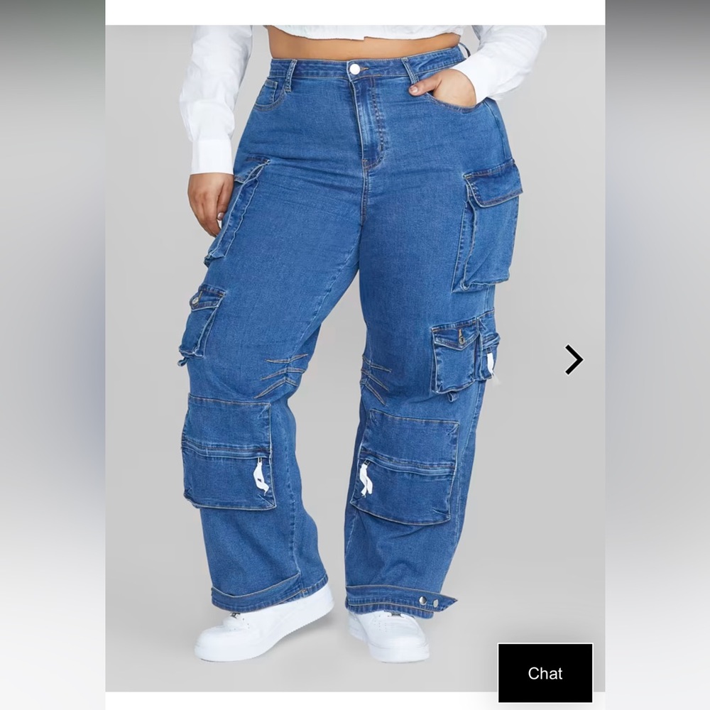 New!!! High Rise relax fit cargo jeans